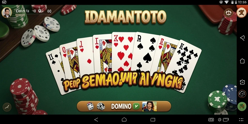 Tampilan antarmuka permainan Domino IDAMANTOTO yang menarik dan jelas.