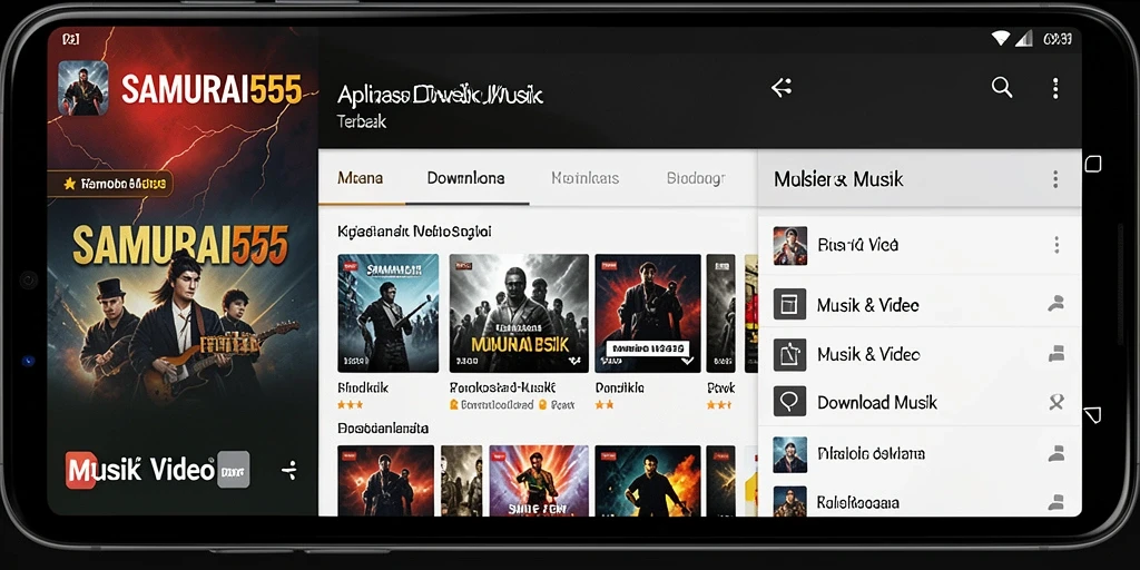 Tangkap layar <strong>SAMURAI555</strong> menunjukkan antarmuka pengguna yang intuitif dan fitur Download Musik.