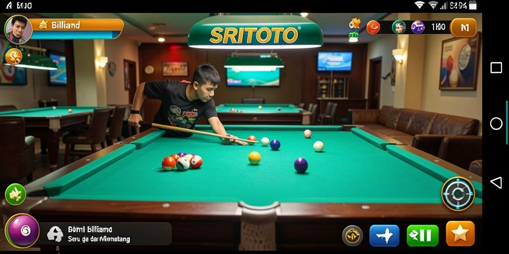 Antarmuka permainan billiard SRITOTO yang menarik dan interaktif.