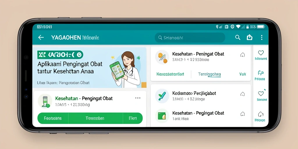 Antarmuka YAGAOHEN menampilkan pengingat obat yang jelas dan terorganisir.